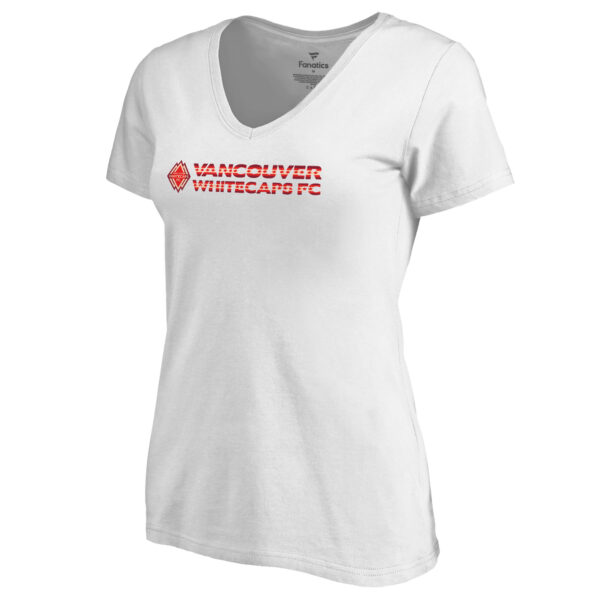 Women's White Vancouver Whitecaps FC Patriotic Wordmark V-Neck T-Shirt