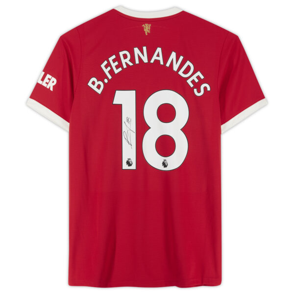 Bruno Fernandes Manchester United Autographed 2021-22 Home Jersey - Image 7