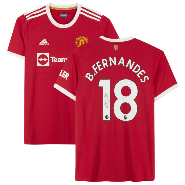 Bruno Fernandes Manchester United Autographed 2021-22 Home Jersey