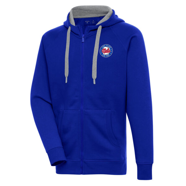 Men's Antigua  Blue Long Island Nets Victory Full-Zip Hoodie