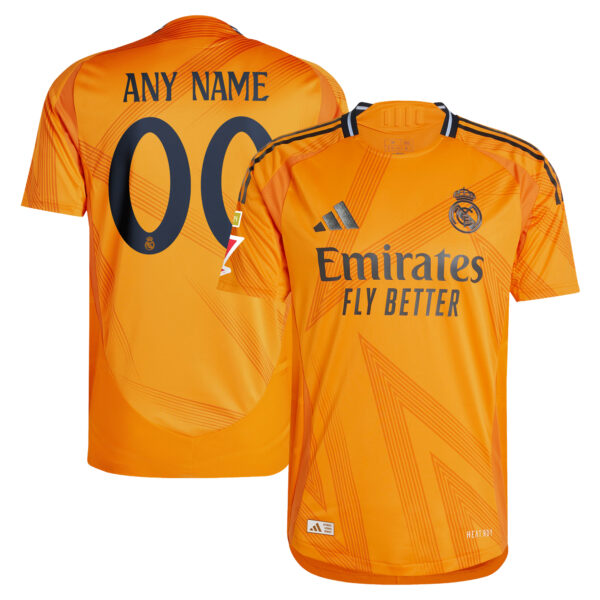 Men's adidas  Orange Real Madrid 2024/25 Away Authentic Custom Jersey - Image 5