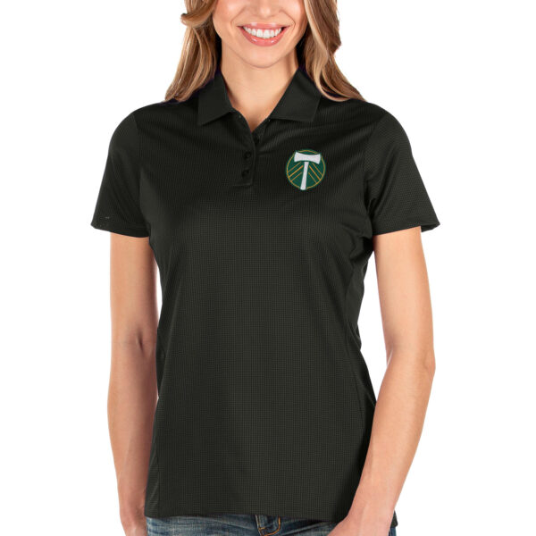 Women's Antigua Black Portland Timbers Balance Polo