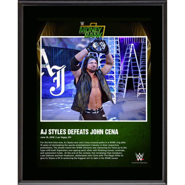 AJ Styles 10.5" x 13" 2016 Money In The Bank Sublimated Plaque