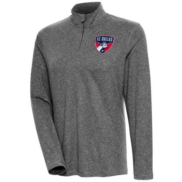 Women's Antigua  Heather Black FC Dallas Confront Quarter-Zip Pullover Top