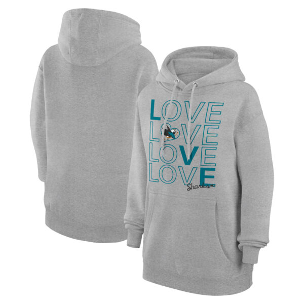 Women's G-III 4Her by Carl Banks  Gray San Jose Sharks Hockey Love Fleece Pullover Hoodie