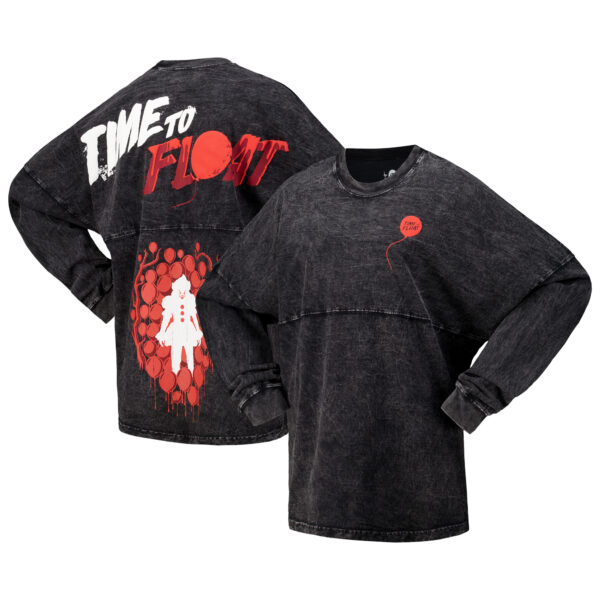 Unisex Spirit Jersey Pennywise Black It Time To Float Mineral Wash Oversized Long Sleeve T-Shirt - Image 5