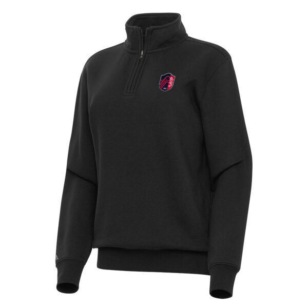 Women's Antigua Black St. Louis City SC Victory Quarter-Zip Pullover Top