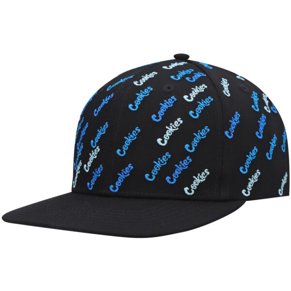 Men's Cookies Black Triple Beam Allover Print Snapback Hat