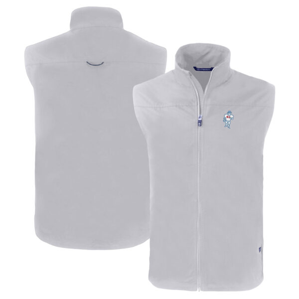 Men's Cutter & Buck  Gray Houston Oilers Throwback Charter Eco Recycled Full-Zip Vest - Image 5