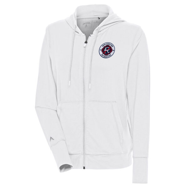 Women's Antigua  White New England Revolution Moving Full-Zip Hoodie Jacket