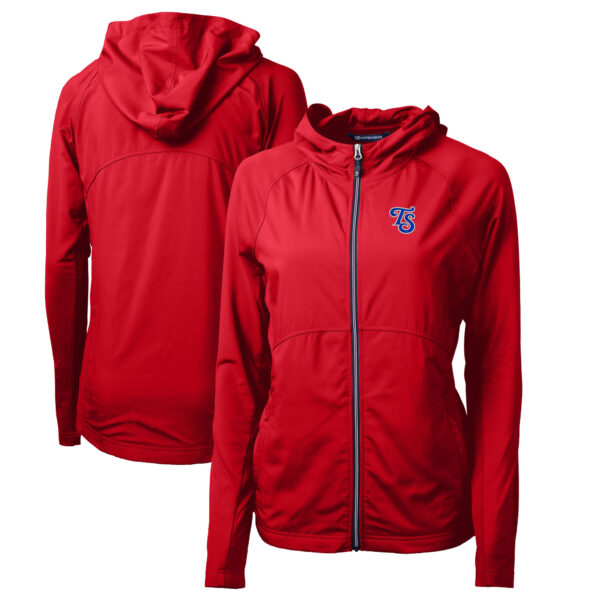 Women's Cutter & Buck Red Tennessee Smokies Adapt Eco Knit Hybrid Recycled Raglan Full-Zip Jacket