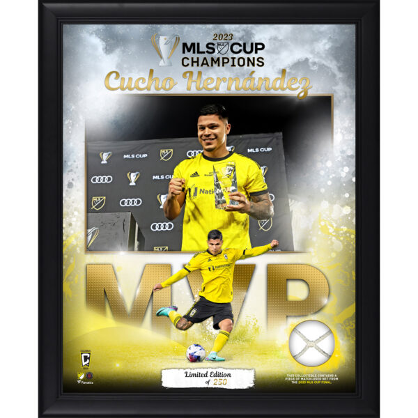 Cucho Hernández Columbus Crew 2023 MLS Cup Champions MVP Framed 16" x 20" Collage with a Piece of Match-Used Net from the 2023 MLS Cup - Limited Edition of 250