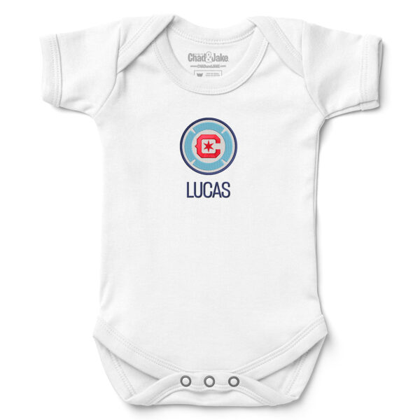 Infant Chad & Jake White Chicago Fire Logo Personalized Bodysuit