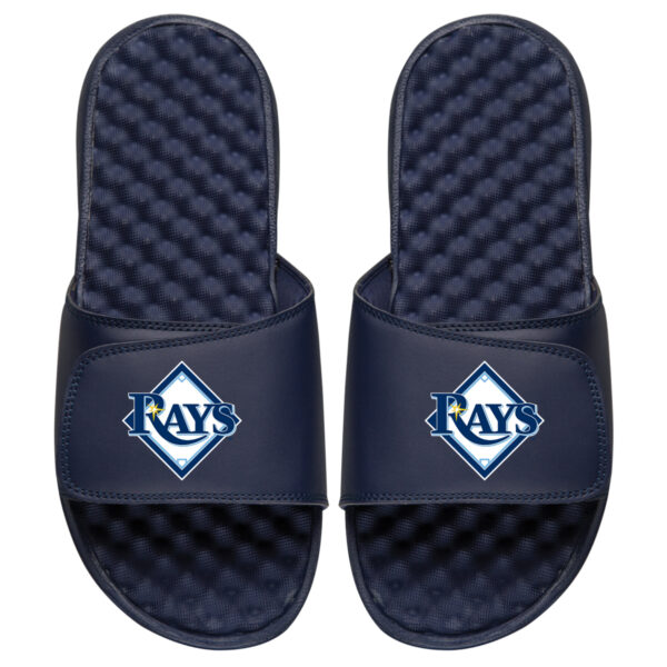 Youth ISlide Navy Tampa Bay Rays Personalized Alternate Logo Slide Sandals - Image 4