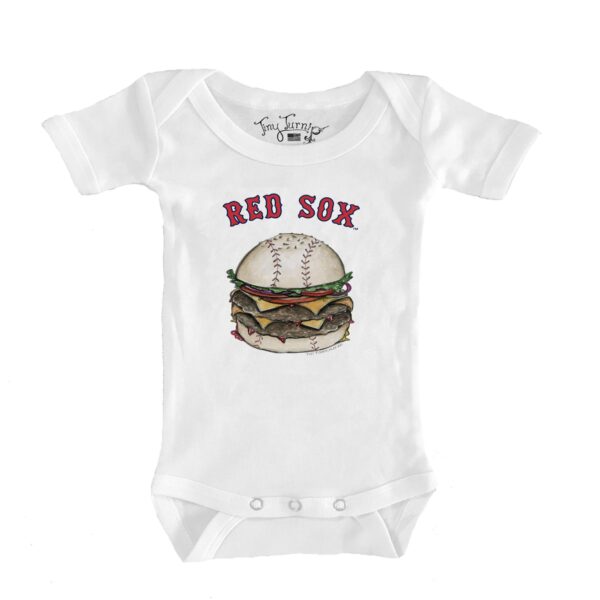 Infant Tiny Turnip White Boston Red Sox Burger Bodysuit
