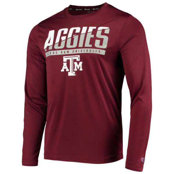 Men's Champion Maroon Texas A&M Aggies Wordmark Slash Long Sleeve T-Shirt - Image 7