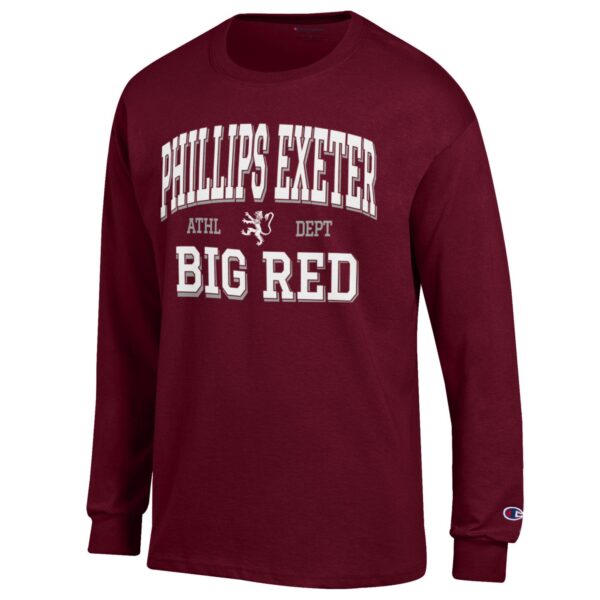 Men's Champion Maroon Phillips Exeter Academy Big Red Jersey Est. Date Long Sleeve T-Shirt - Image 3