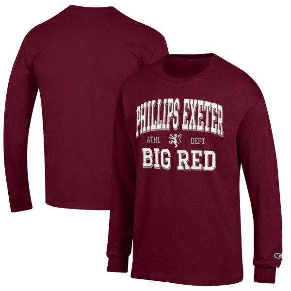 Men's Champion Maroon Phillips Exeter Academy Big Red Jersey Est. Date Long Sleeve T-Shirt