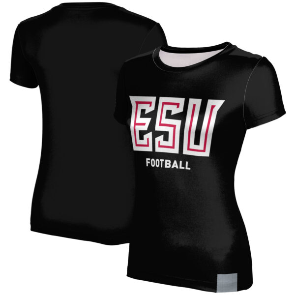 Women's Black East Stroudsburg Warriors Football T-Shirt - Image 2