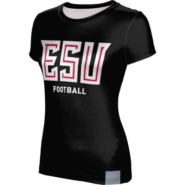 Women's Black East Stroudsburg Warriors Football T-Shirt - Image 3