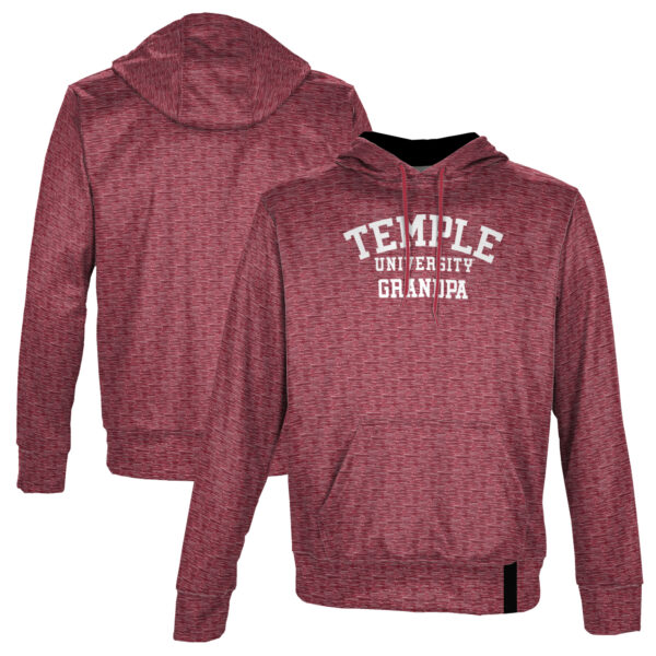 Men's ProSphere Cherry Temple Owls Grandpa Name Drop Pullover Hoodie - Image 5