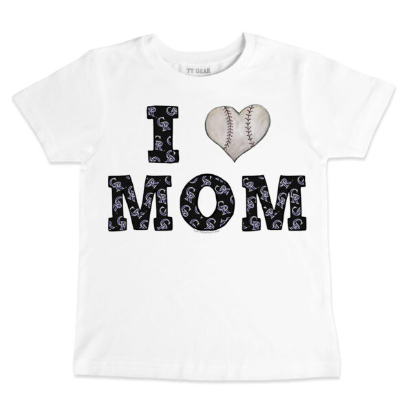 Infant Tiny Turnip White Colorado Rockies Heart Mom T-Shirt