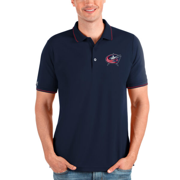 Men's Antigua Navy/Red Columbus Blue Jackets Affluent Polo