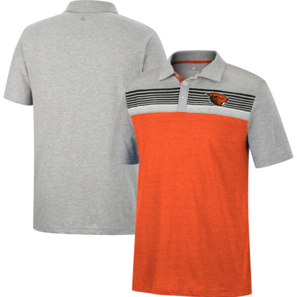 Men's Colosseum Orange/Heather Gray Oregon State Beavers Caddie Lightweight Polo