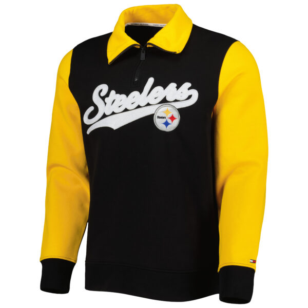 Men's Tommy Hilfiger Black/Gold Pittsburgh Steelers Aiden Quarter-Zip Sweatshirt - Image 8