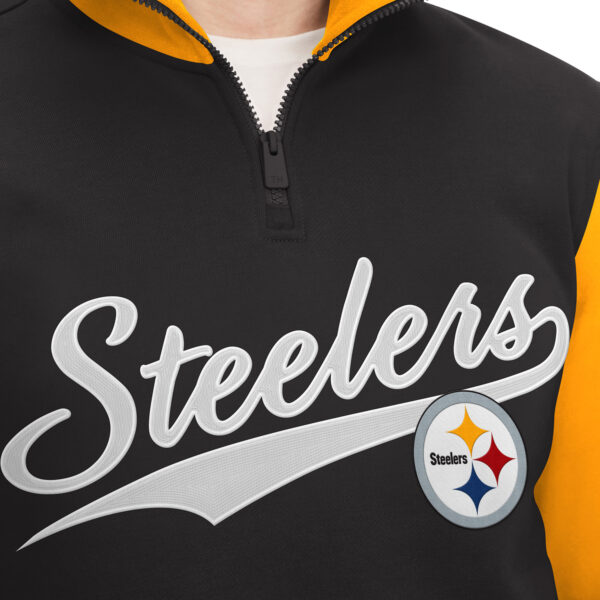 Men's Tommy Hilfiger Black/Gold Pittsburgh Steelers Aiden Quarter-Zip Sweatshirt - Image 10