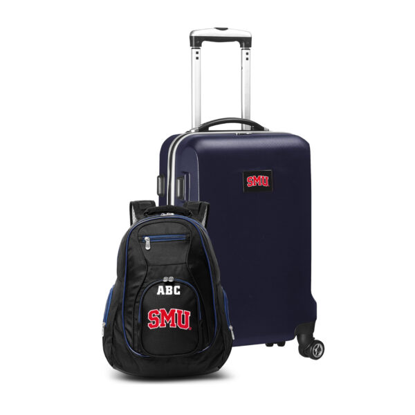 MOJO Navy SMU Mustangs Personalized Deluxe 2-Piece Backpack & Carry-On Set