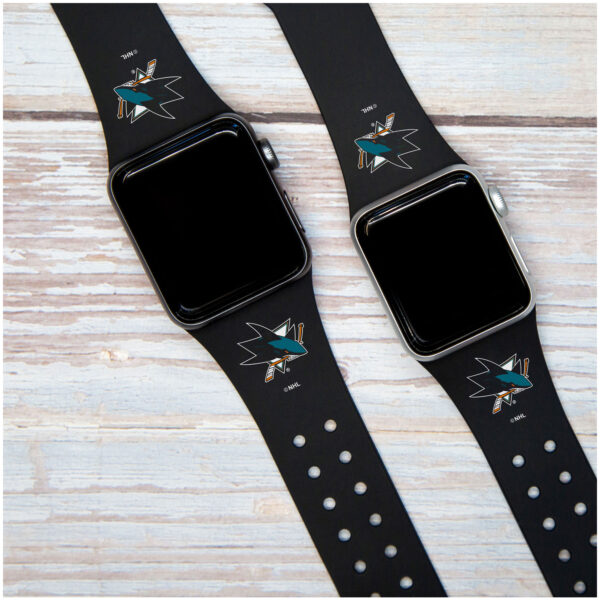 Black San Jose Sharks Silicone Apple Watch Band - Image 3