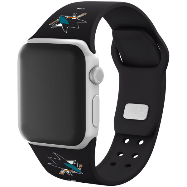 Black San Jose Sharks Silicone Apple Watch Band
