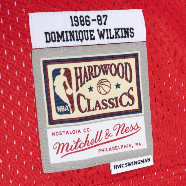 Men's Mitchell & Ness Dominique Wilkins Yellow/Red Atlanta Hawks Hardwood Classics 1986/87 Split Swingman Jersey - Image 9