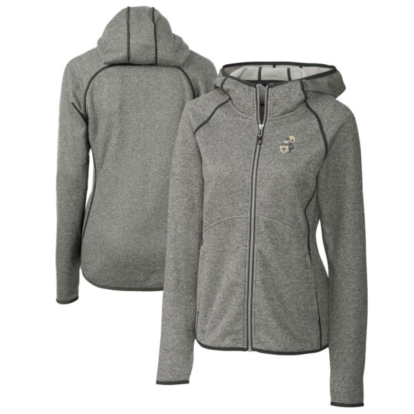 Women's Cutter & Buck Heather Gray New Orleans Saints Throwback Logo Mainsail Full-Zip Jacket - Image 5
