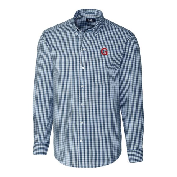 Men's Cutter & Buck Navy Gonzaga Bulldogs Easy Care Stretch Gingham Long Sleeve Button-Down Shirt - Image 6