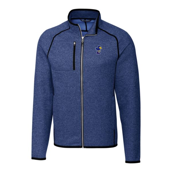 Men's Cutter & Buck Heather Royal Kansas Jayhawks Mainsail Sweater-Knit Full-Zip Jacket - Image 6