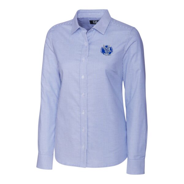 Women's Cutter & Buck Powder Blue Air Force Falcons Oxford Stripe Stretch Long Sleeve Button-Up Shirt - Image 3