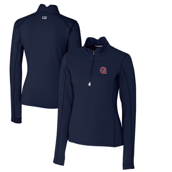 Women's Cutter & Buck Navy Gonzaga Bulldogs Traverse Stretch Quarter-Zip Pullover Top