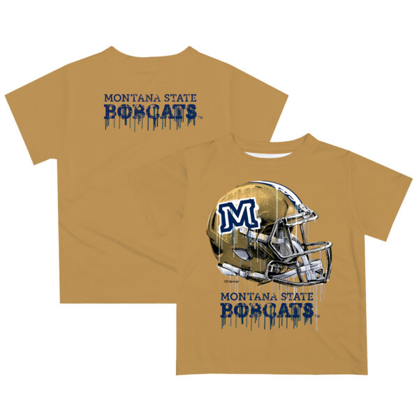 Infant Gold Montana State Bobcats Dripping Helmet T-Shirt - Image 5