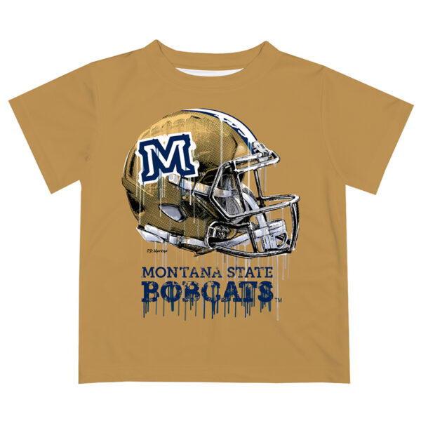 Infant Gold Montana State Bobcats Dripping Helmet T-Shirt - Image 6