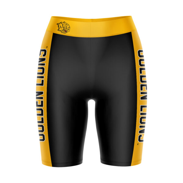 Women's Black/Gold Arkansas Pine Bluff Golden Lions Plus Size Striped Design Bike Shorts - Image 6