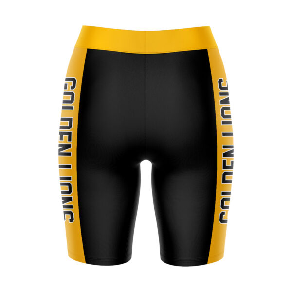 Women's Black/Gold Arkansas Pine Bluff Golden Lions Plus Size Striped Design Bike Shorts - Image 4