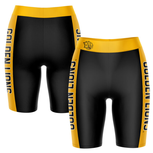 Women's Black/Gold Arkansas Pine Bluff Golden Lions Plus Size Striped Design Bike Shorts