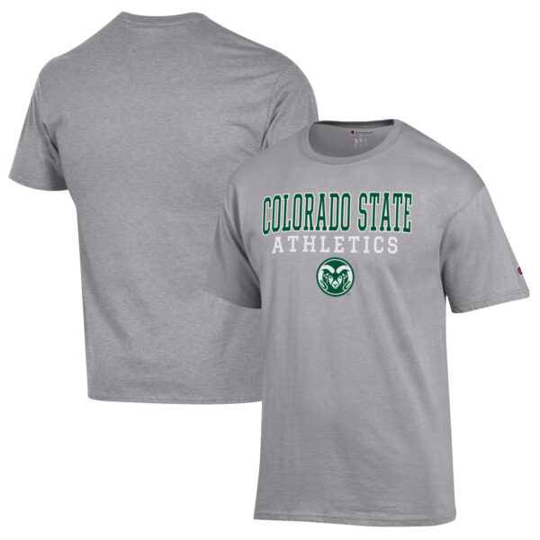 Men's Champion  Gray Colorado State Rams Athletics Logo Stack T-Shirt - Image 5
