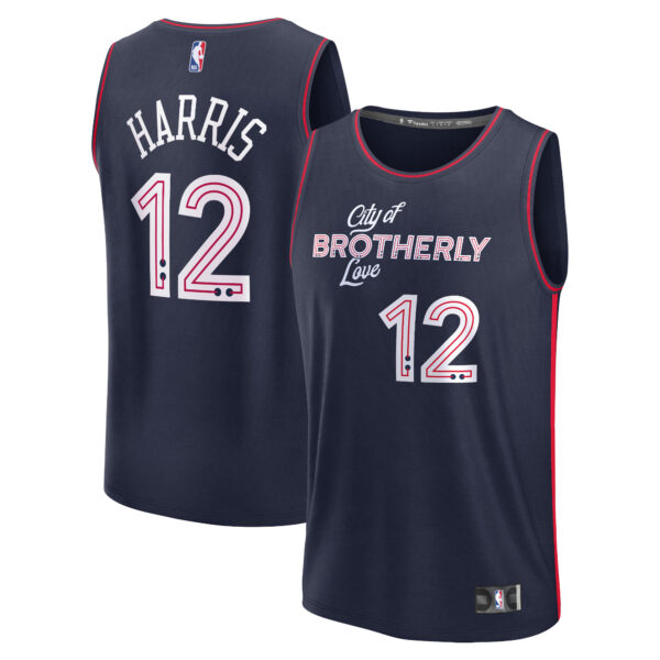 Men's Fanatics Tobias Harris Navy Philadelphia 76ers Fast Break Jersey - City Edition - Image 5