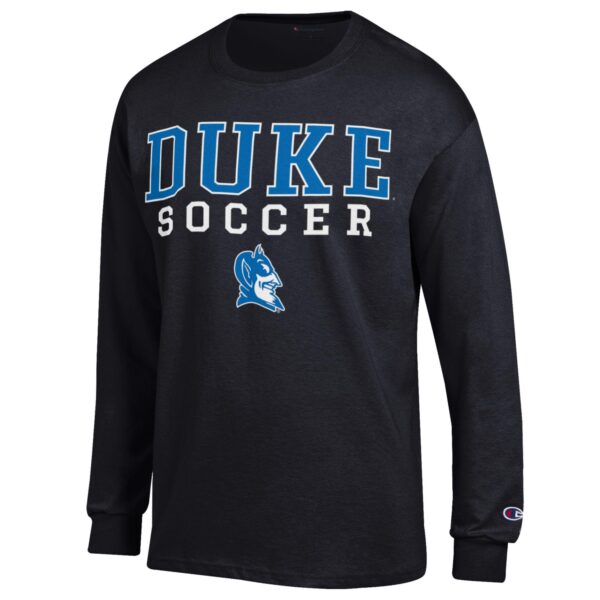 Men's Champion  Black Duke Blue Devils Stacked Logo Soccer Long Sleeve T-Shirt - Image 6