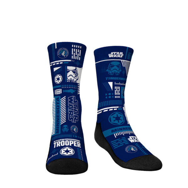 Youth Rock Em Socks Darth Vader & Stormtrooper Navy Minnesota Timberwolves Three-Pack Star Wars Crew Socks Set - Image 7