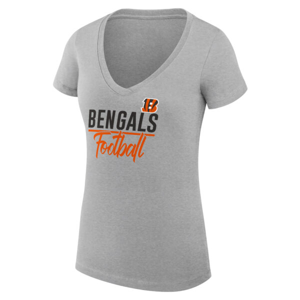Women's G-III 4Her by Carl Banks  Heather Gray Cincinnati Bengals V-Neck Fitted T-Shirt - Image 6
