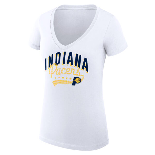 Women's G-III 4Her by Carl Banks White Indiana Pacers Filigree Logo V-Neck Fitted T-Shirt - Image 6